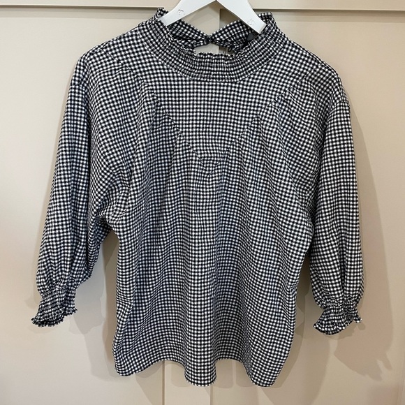 Zara Tops - Zara Black and White Gingham Blouse Size Small